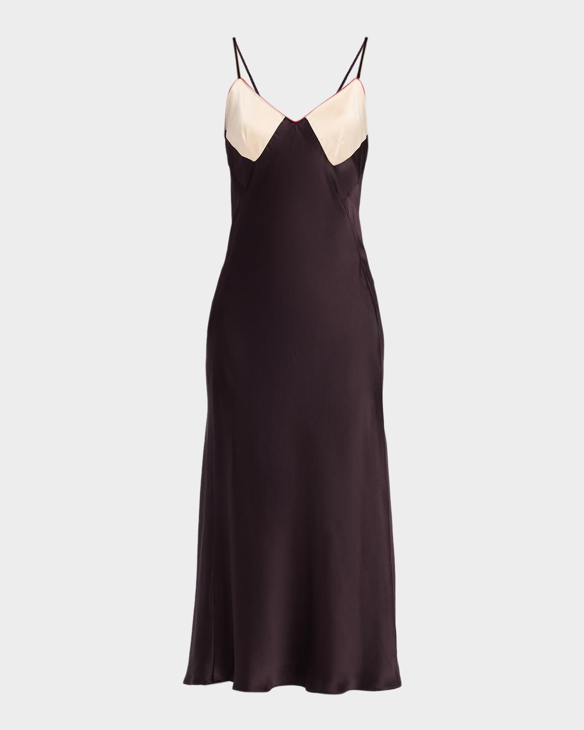 Sablyn Rory Colorblock Bias-Cut Silk Dress