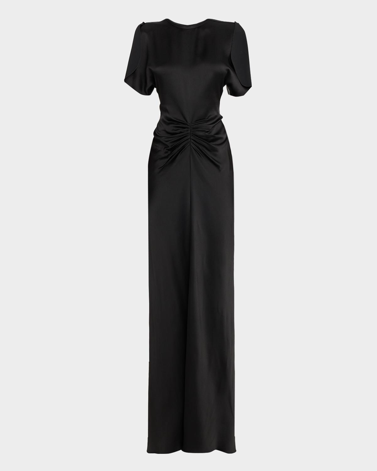 Victoria Beckham Gathered Waist Satin Maxi Dress