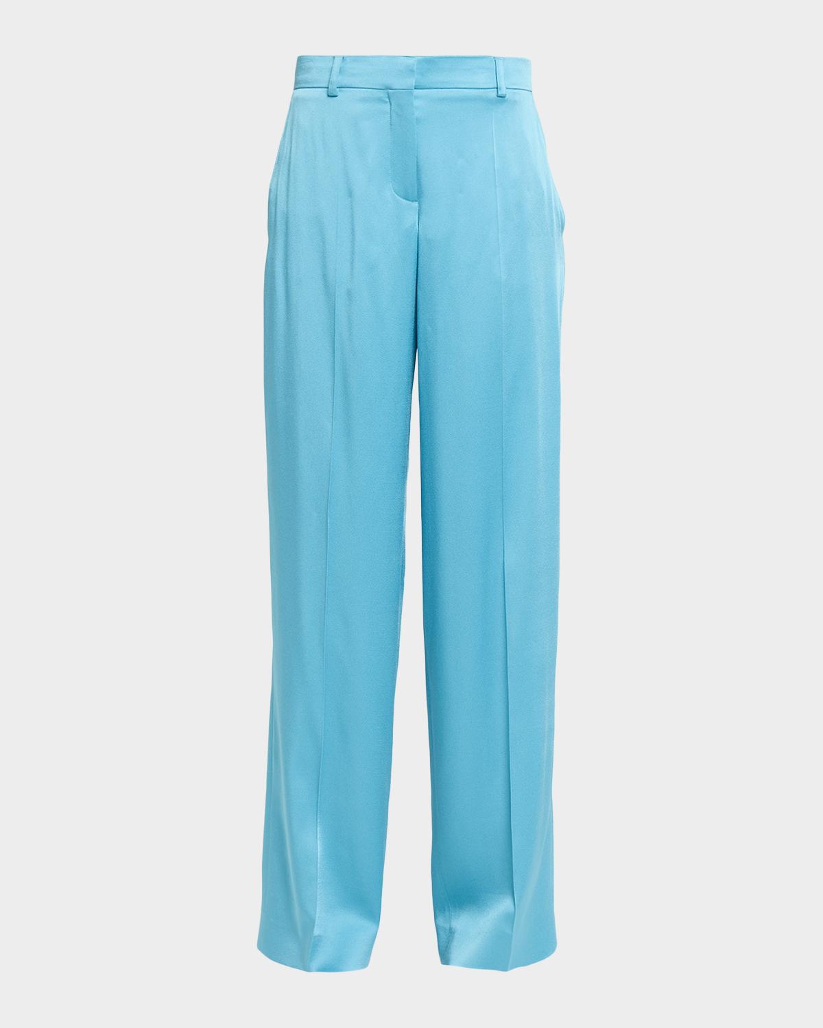 Stella McCartney Dropped-Waist Satin Straight-Leg Trousers