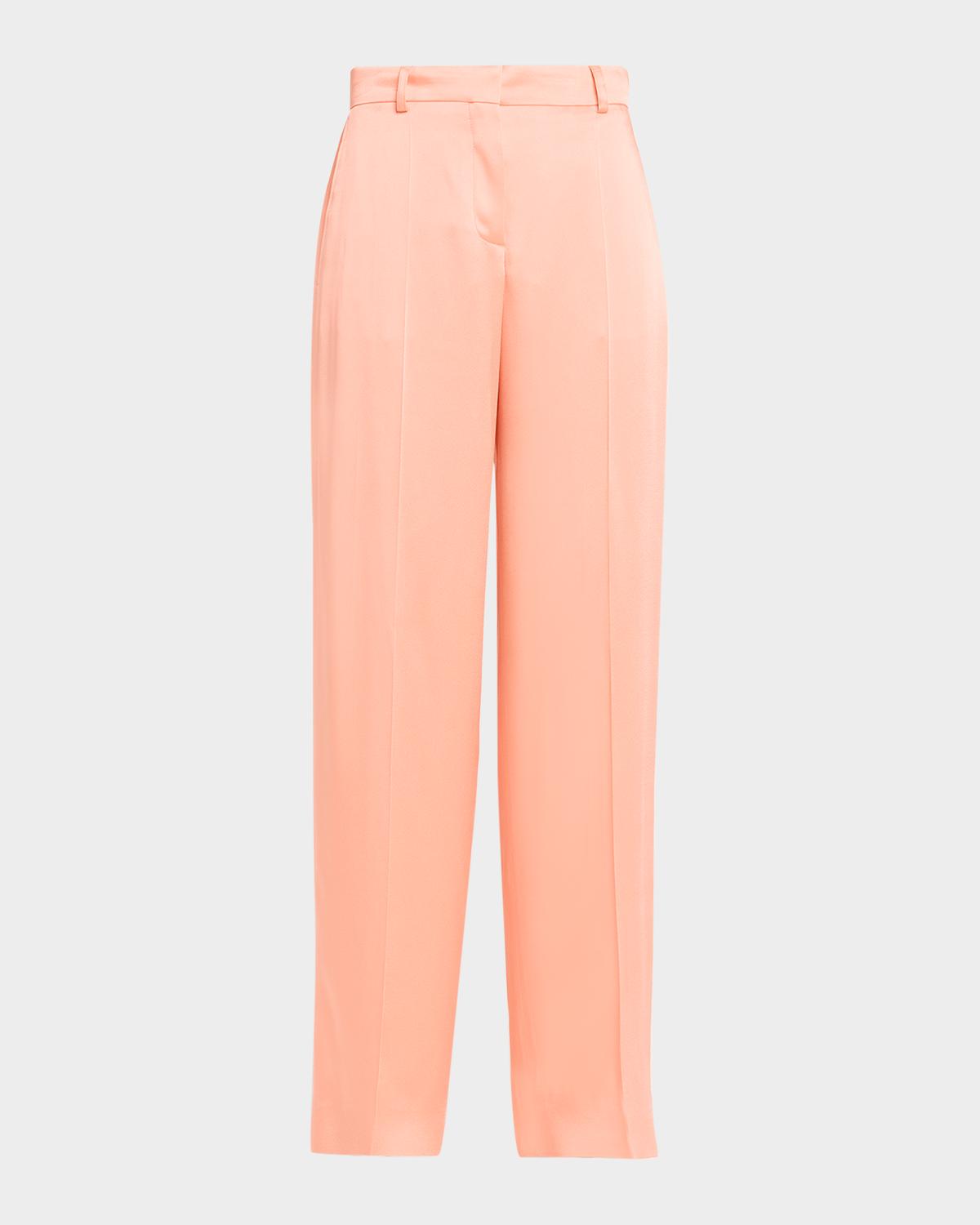 Stella McCartney Dropped-Waist Satin Straight-Leg Trousers