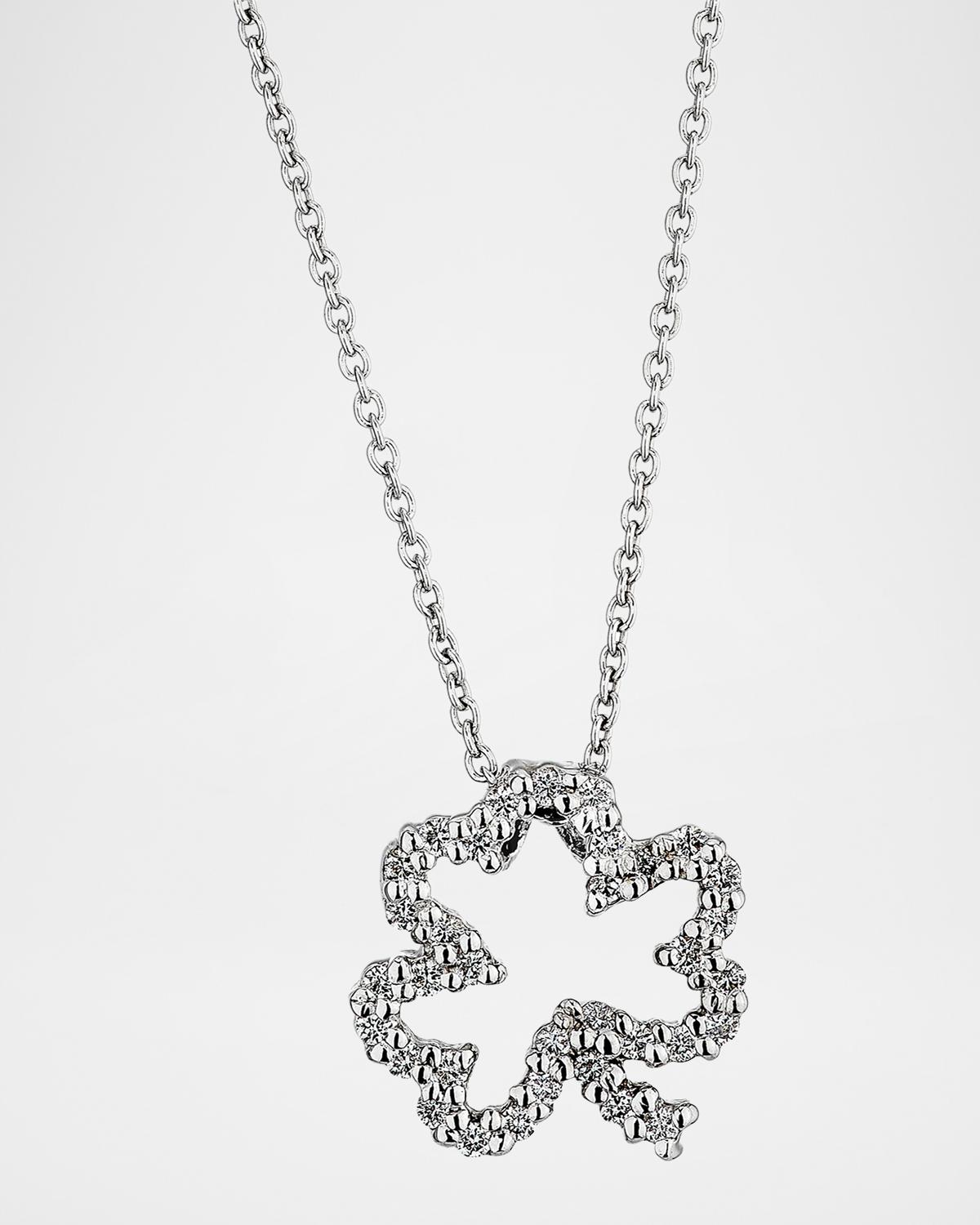 Tiny Treasures 18K White Gold & 0.14 TCW Diamond Four-Leaf Clover Pendant Necklace