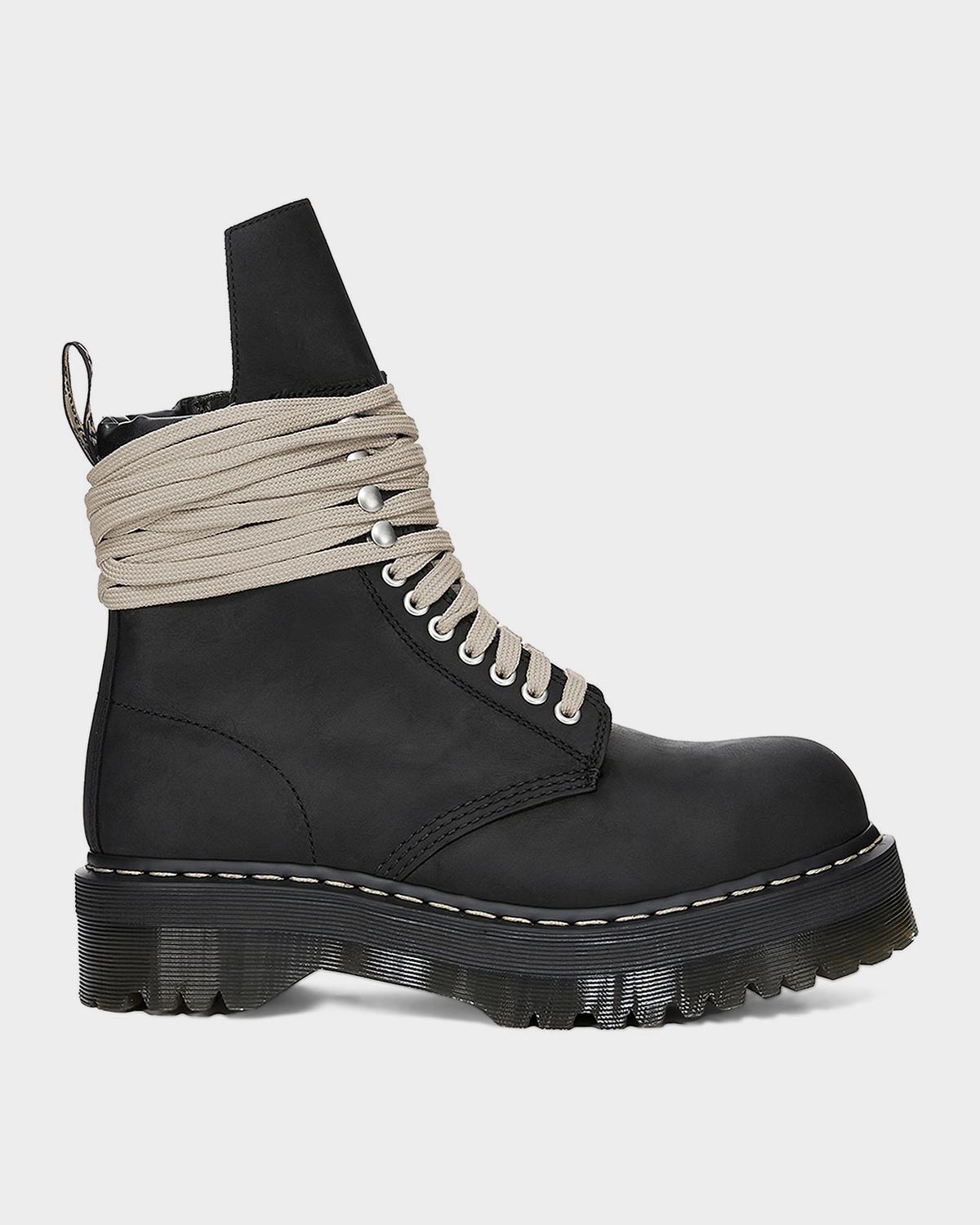 Rick Owens x Dr. Martens Quad Sole Steel Toe Leather Ankle Boots