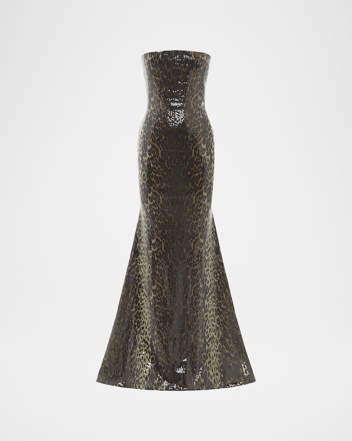 Alex Perry Strapless Leopard-print Sequined Longline Trumpet Gown In Leopard Print