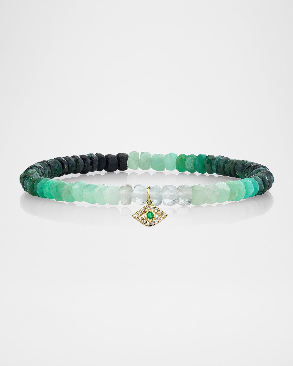 Sydney Evan 14K Shaded Emerald Rondelle Bracelet with Protective Eye