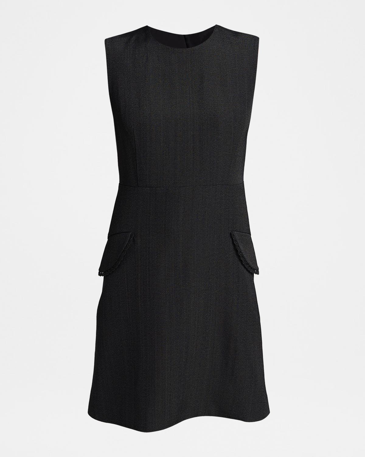 Jil Sander Embroidered Pockets Sleeveless Mini Dress