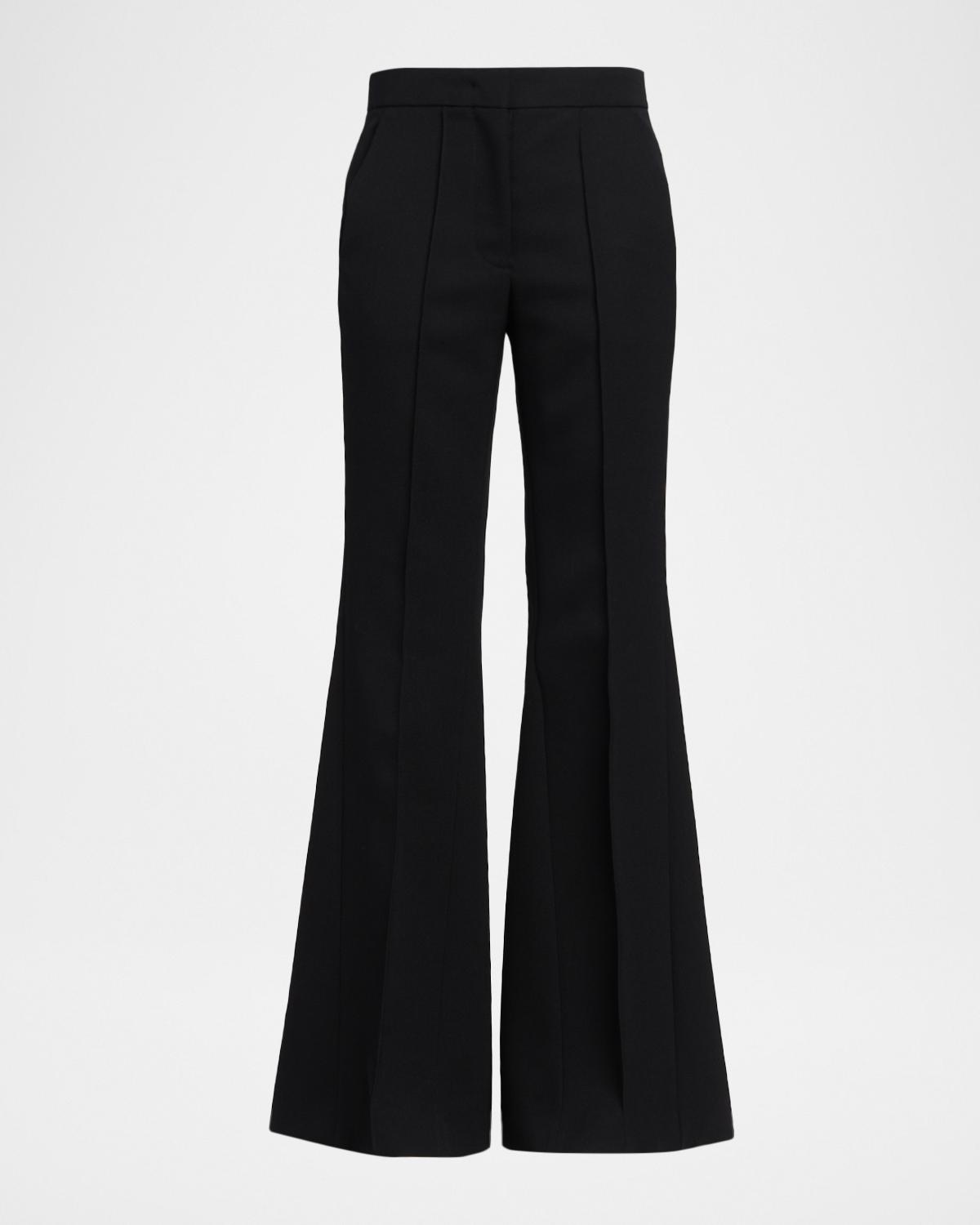 Jil Sander Pintuck Wool Tailored Flared Trousers