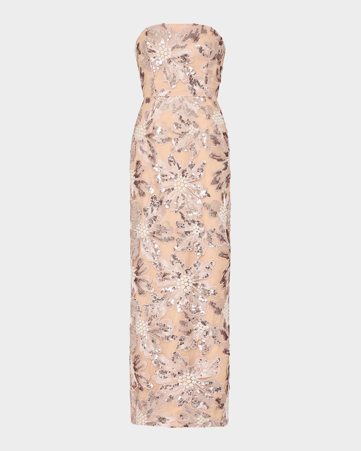 Milly Meredith Sequined Strapless Maxi Dress