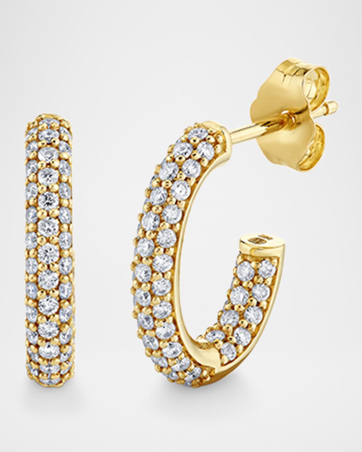 14K Yellow Gold Pavé Tube Hoop Earrings