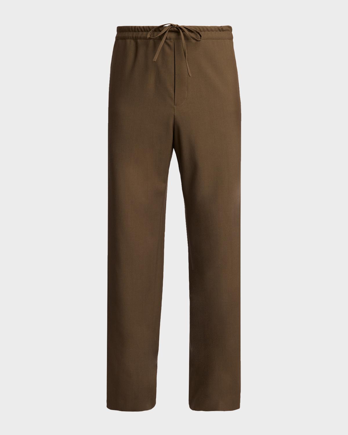 The Row Men's Ari Wool Wide-Leg Drawstring Pants