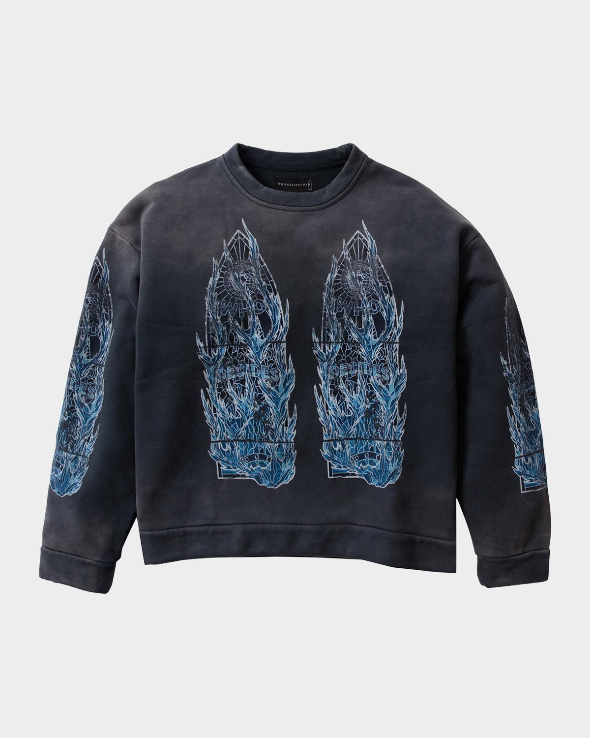 WHO DECIDES WAR Men's Bad To The Bone Distressed Cotton Layered Long-Sleeve T-Shirt