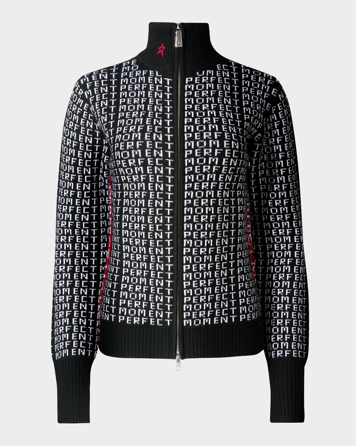 Perfect Moment Monogram Merino Wool Knit Zip Sweater
