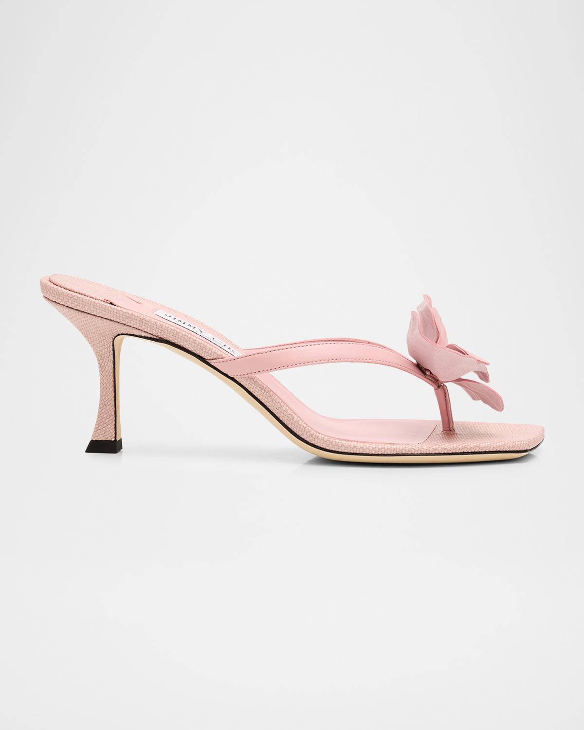 Jimmy Choo 70mm Freja Flower Leather Sandals