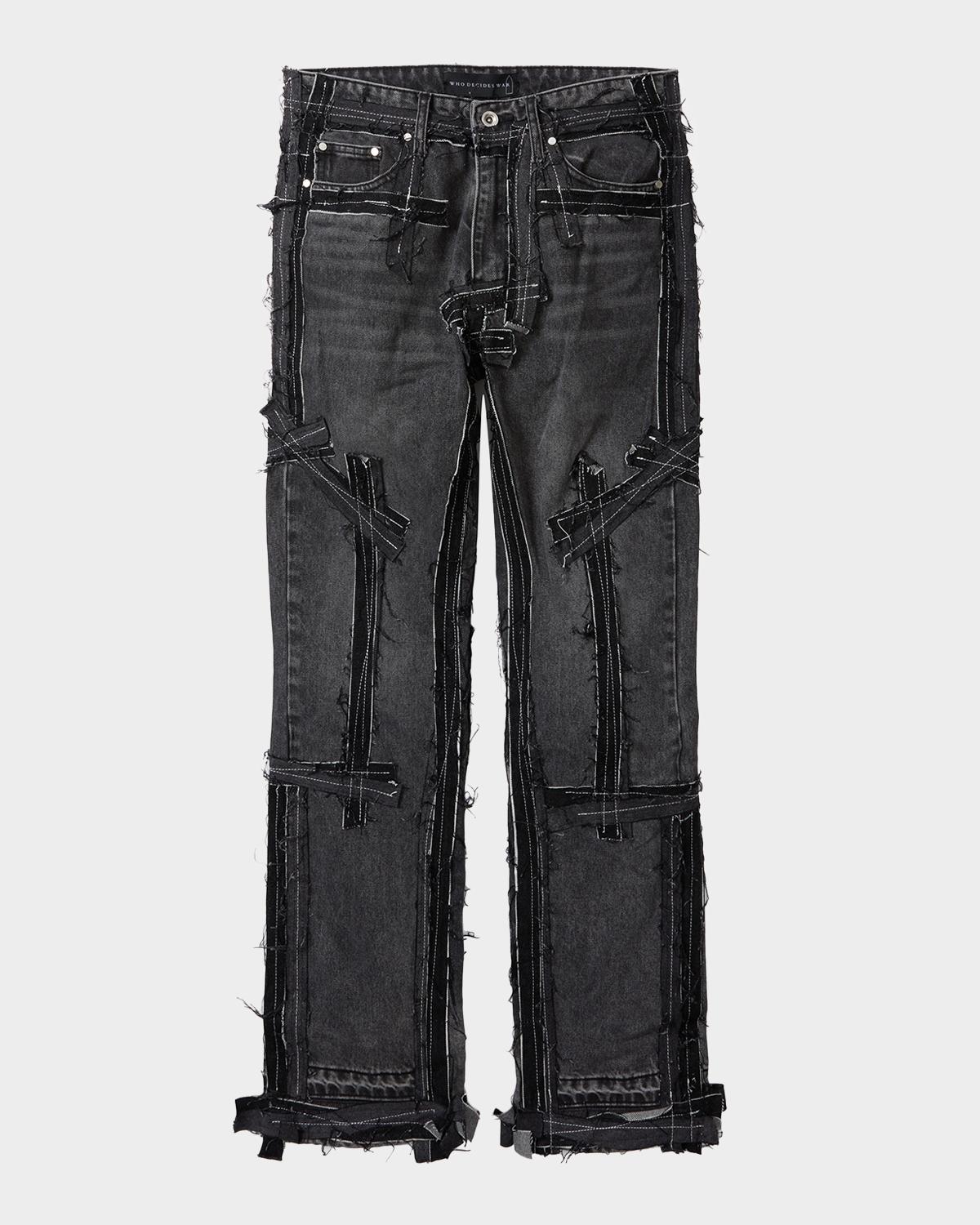 WHO DECIDES WAR Men's Exposure Patchwork Slim-Fit Jeans