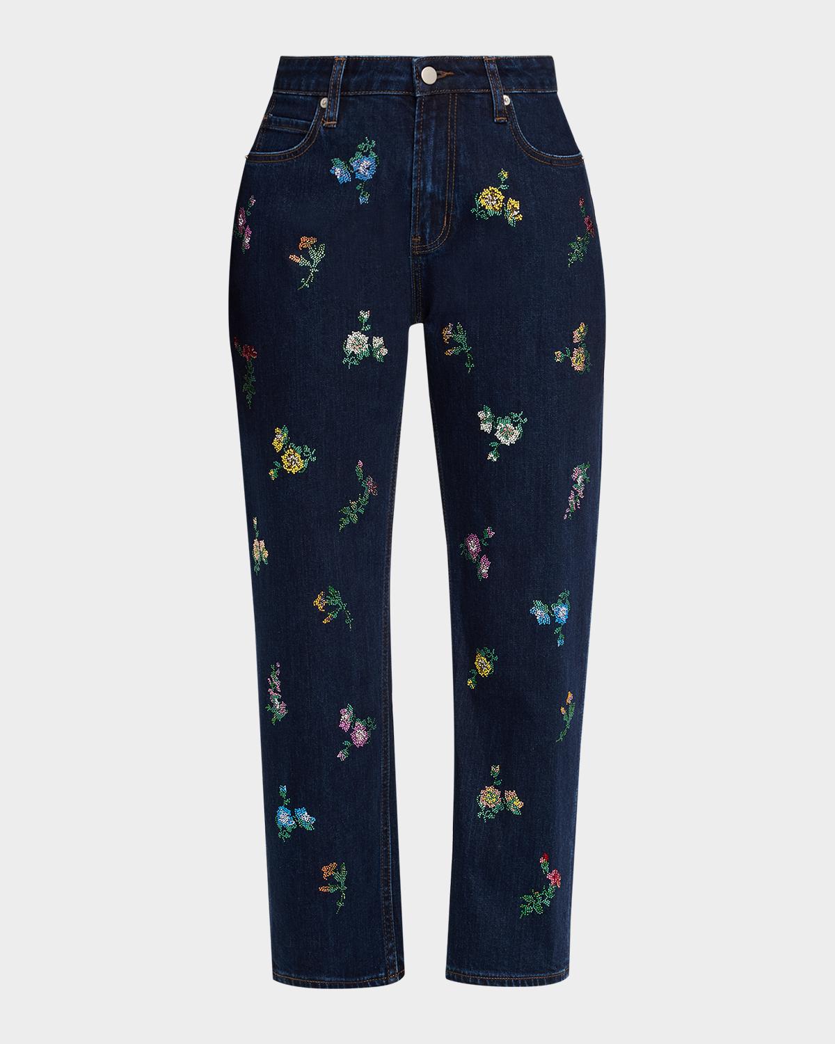 Libertine Joy And Mirth Embellished Straight-Leg Ankle Boyfriend Jeans