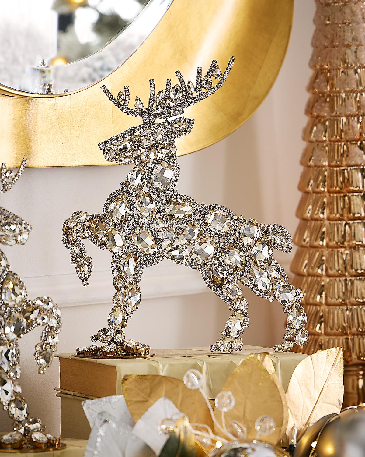Exclusive Dazzling Valiant Left-facing Crystal Reindeer Decoration