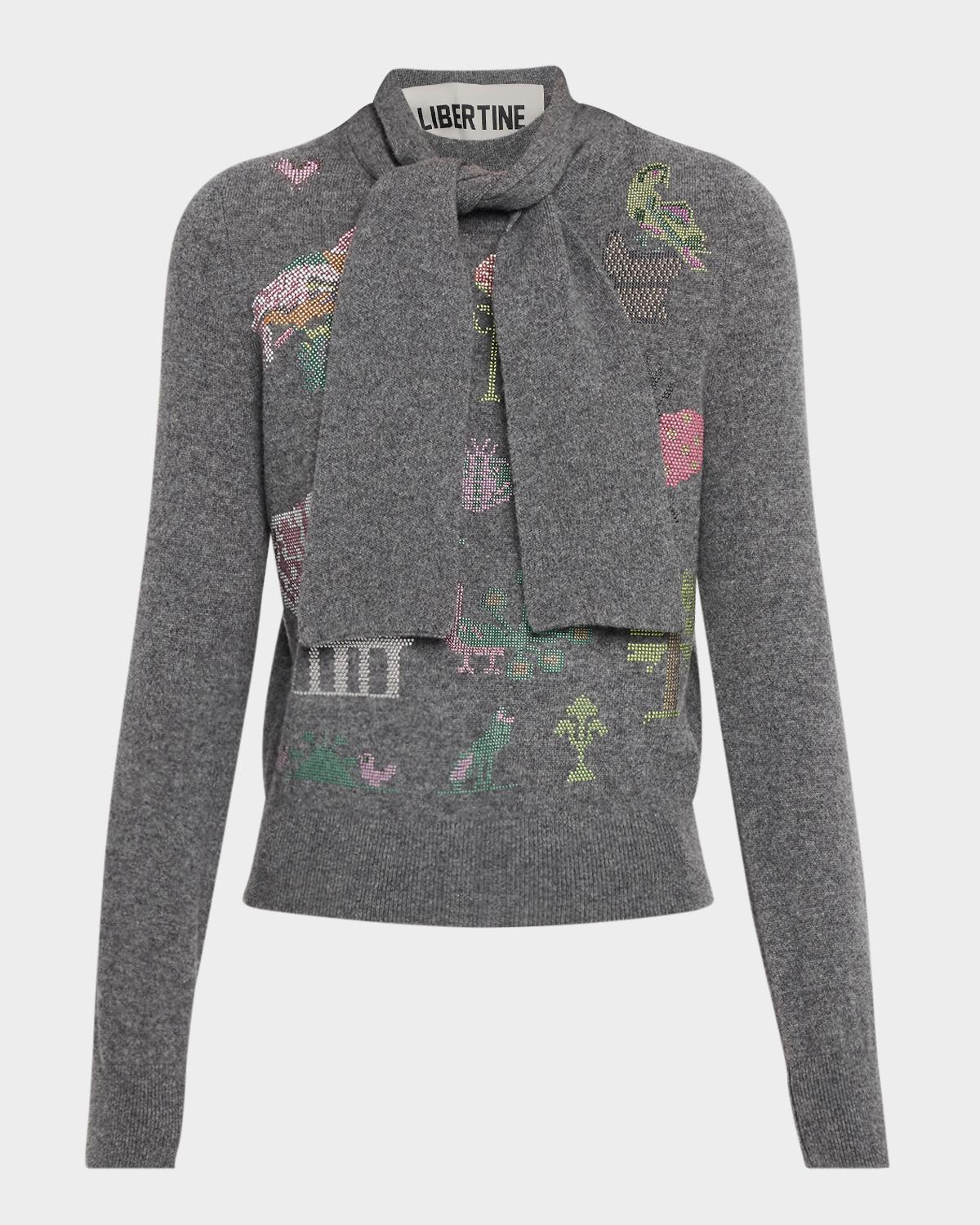 Libertine Needlepoint Multi Cashmere Scarf Sweater
