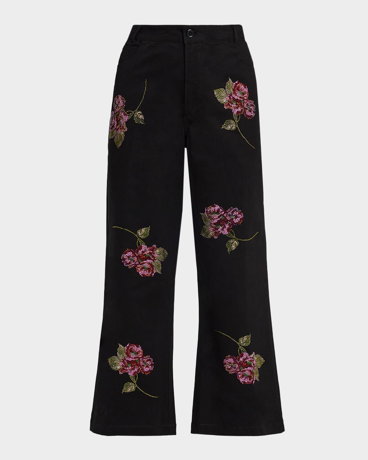 Libertine Primrose Embellished Wide-Leg Crop Pants