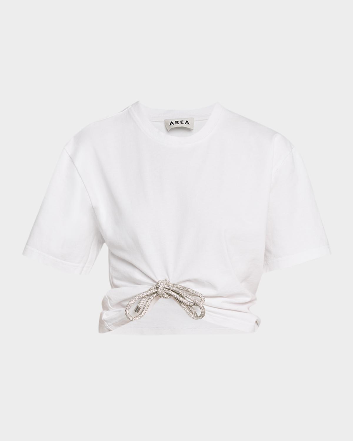 AREA Crystal Bow Crop T-Shirt
