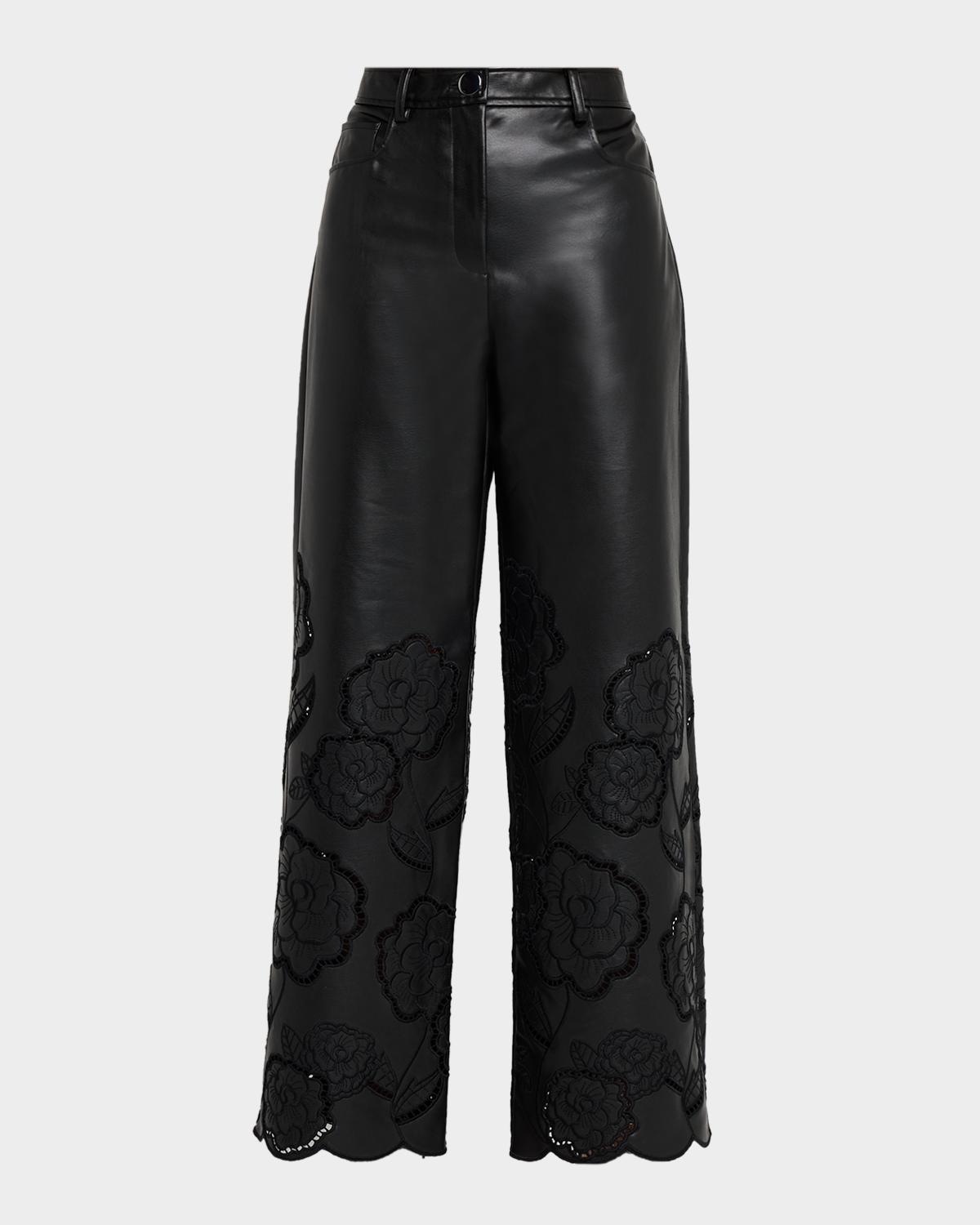 Toccin Shawn Embroidered Faux Leather Pants
