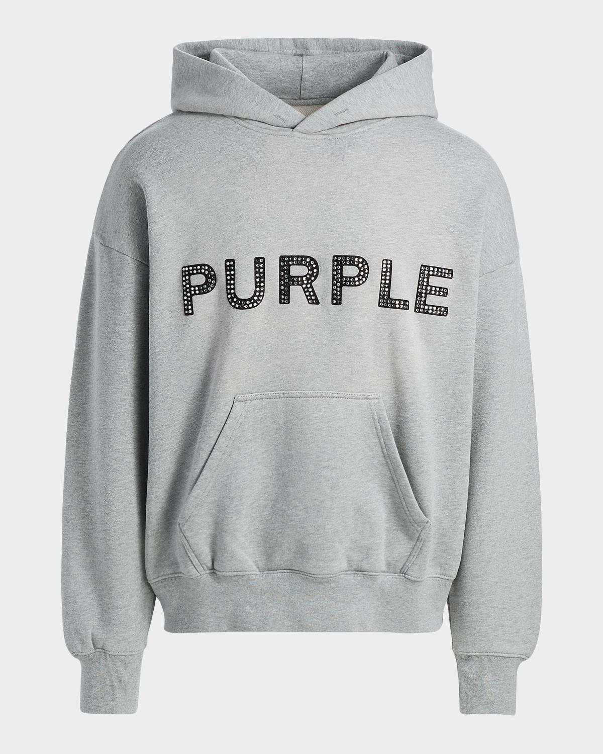 PURPLE Embellished Logo Fleece Cotton Oversized Hoodie
