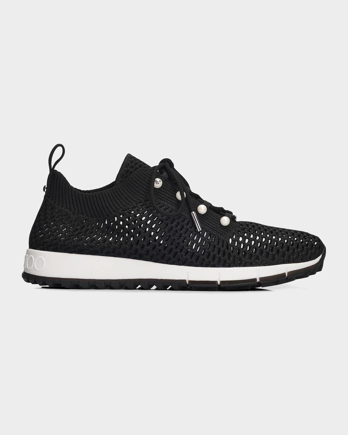 Jimmy Choo Veles Imitation Pearl-embellished Knit Sneakers In Multi