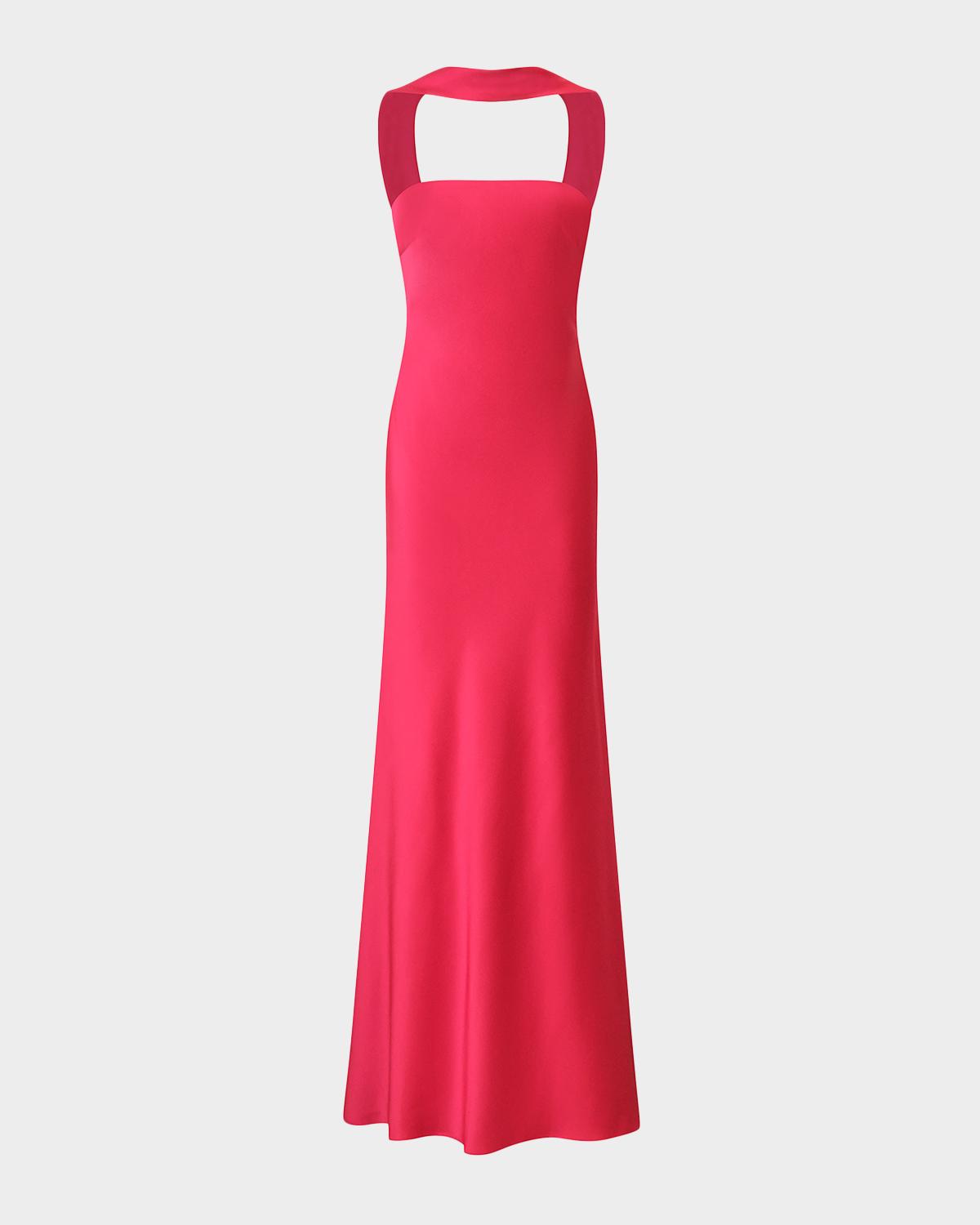 Halston Vali Open-Back Crepe Back Satin Gown