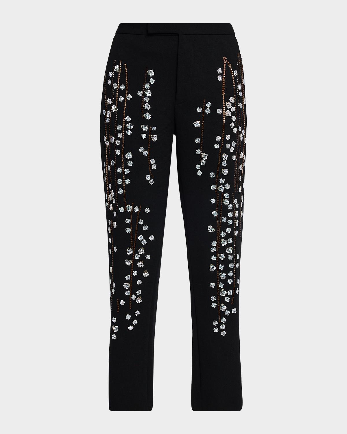 Libertine Sakura Embellished Narrow-Leg Crop Trousers