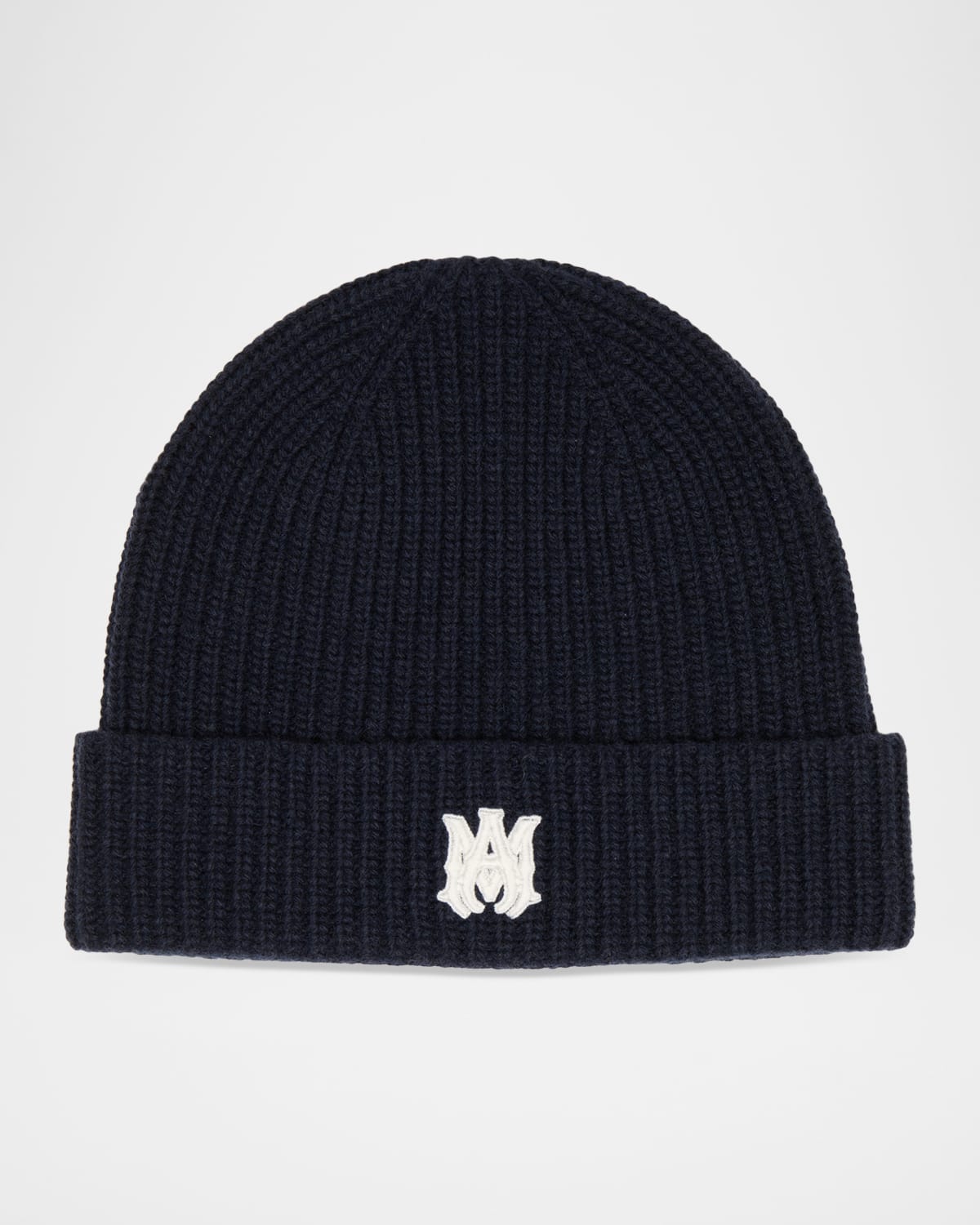 Amiri Men 's MA Embroidered Wool Rib Beanie Hat | Thumbnail 3