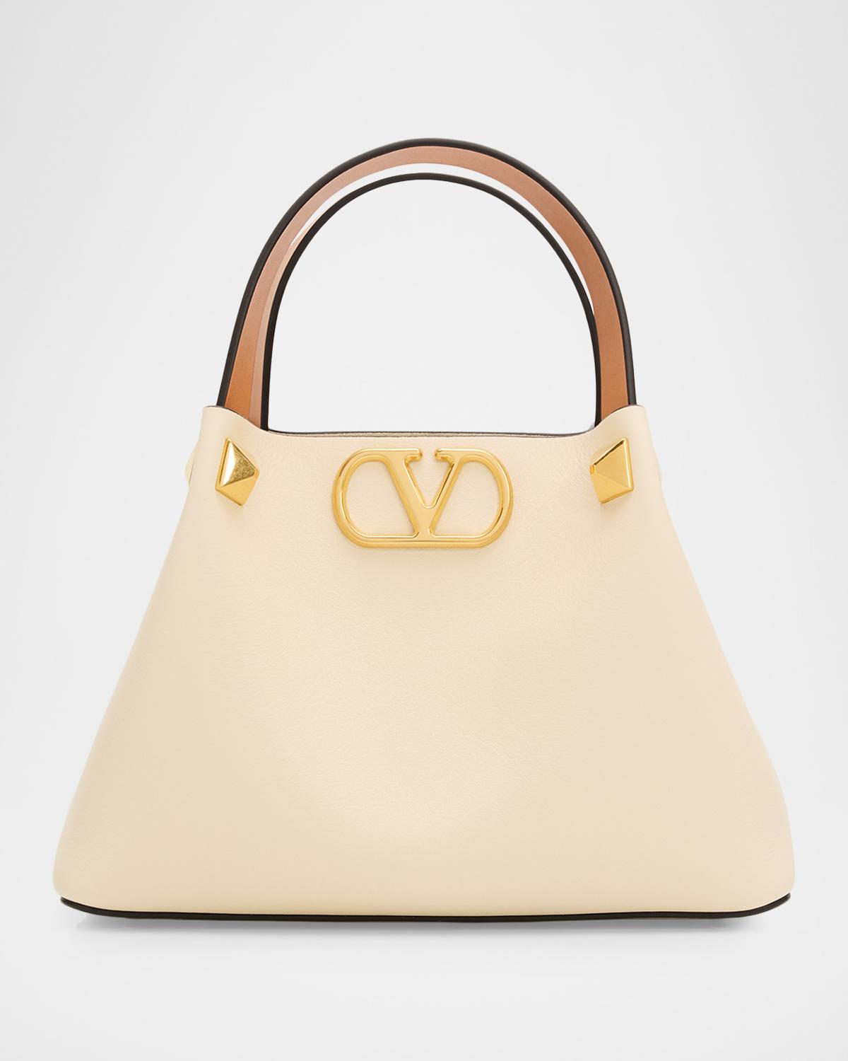 Small VLogo Rockstud Leather Top-Handle Bag
