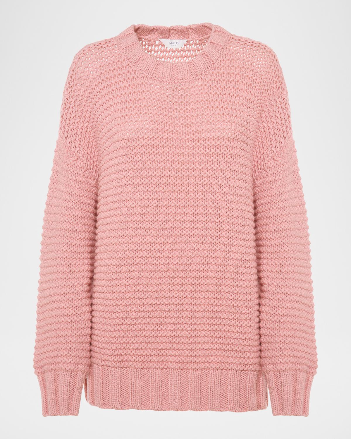 Malo Emma Cashmere Chainette Knit Crewneck Sweater