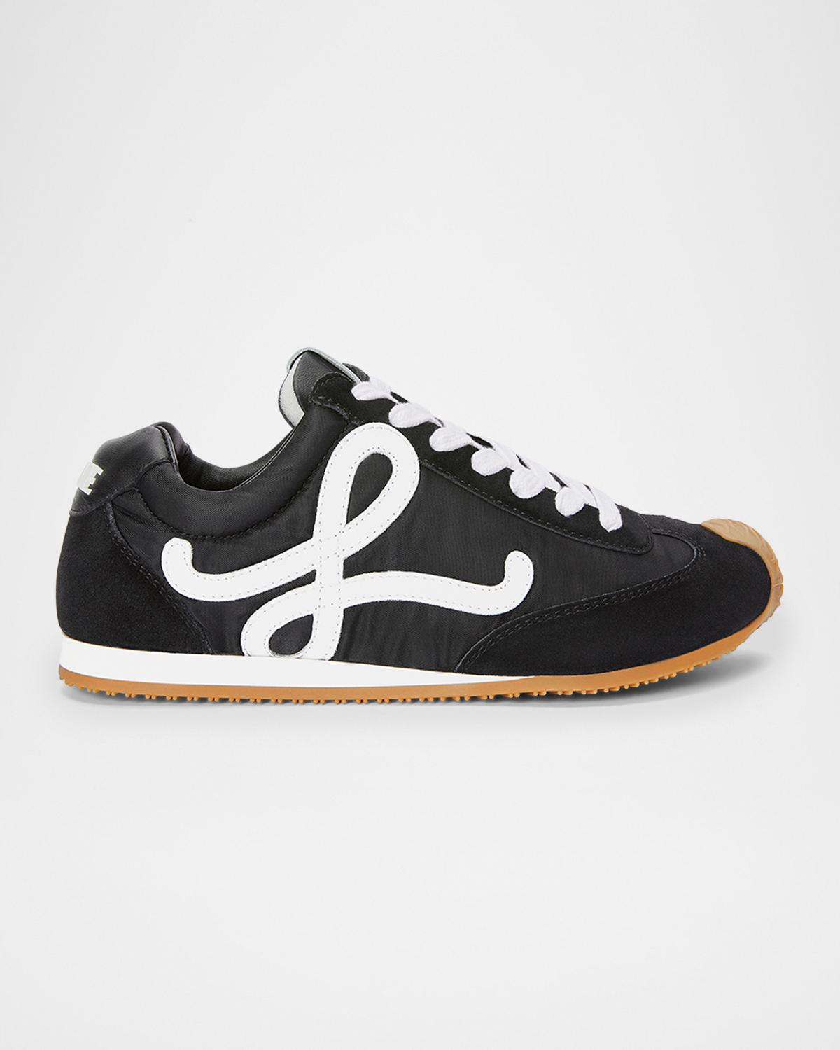 Loewe Ballet Runner 2.0 Mixed Leather Sneakers In Black
