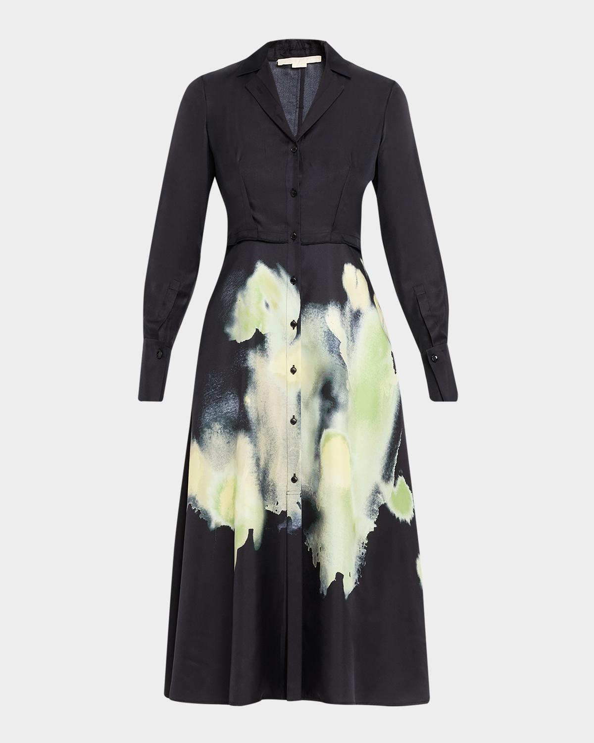 Jason Wu Collection Watercolor Floral Silk Shirtdress