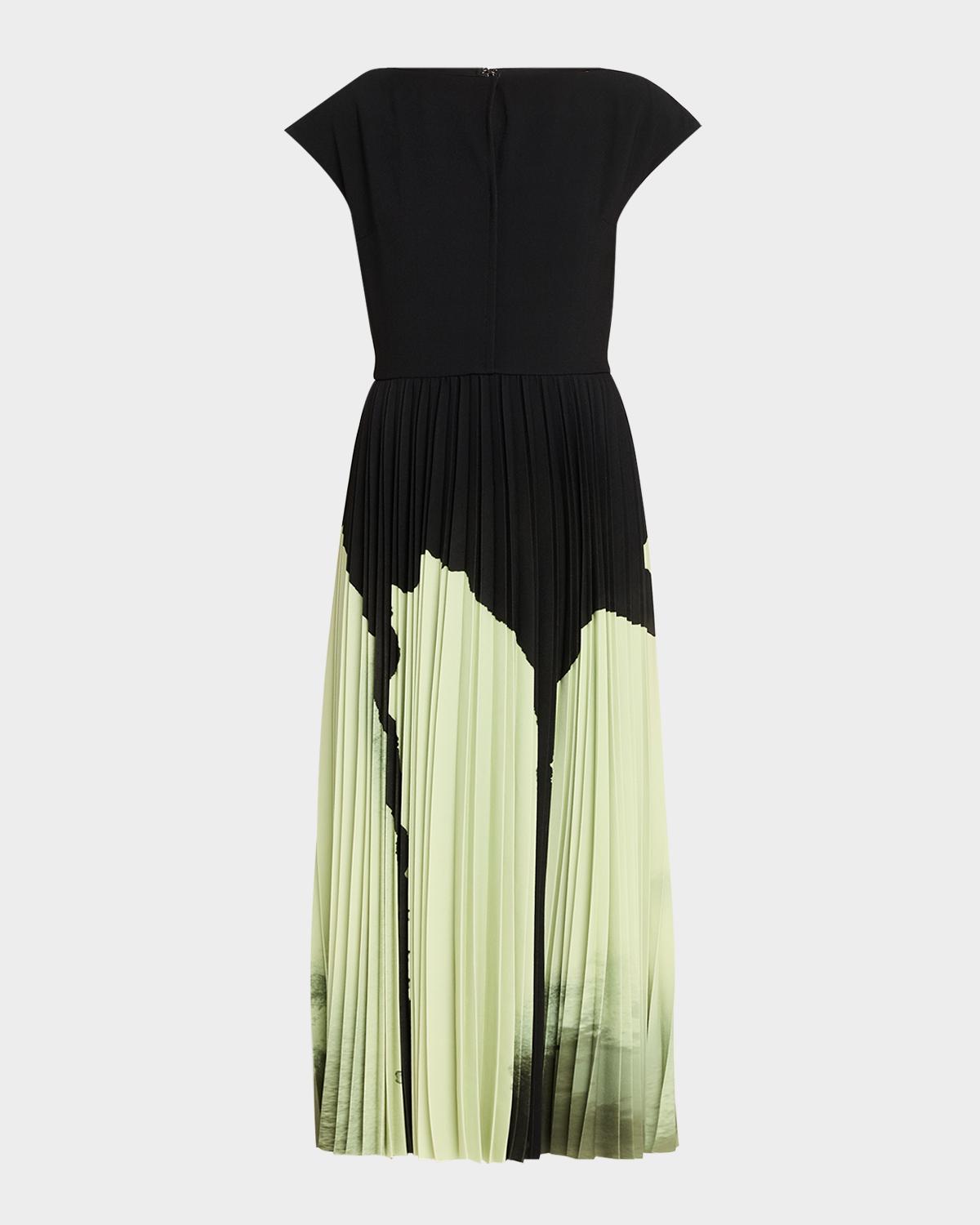 Jason Wu Collection Pleated Abstract-Print Midi Dress