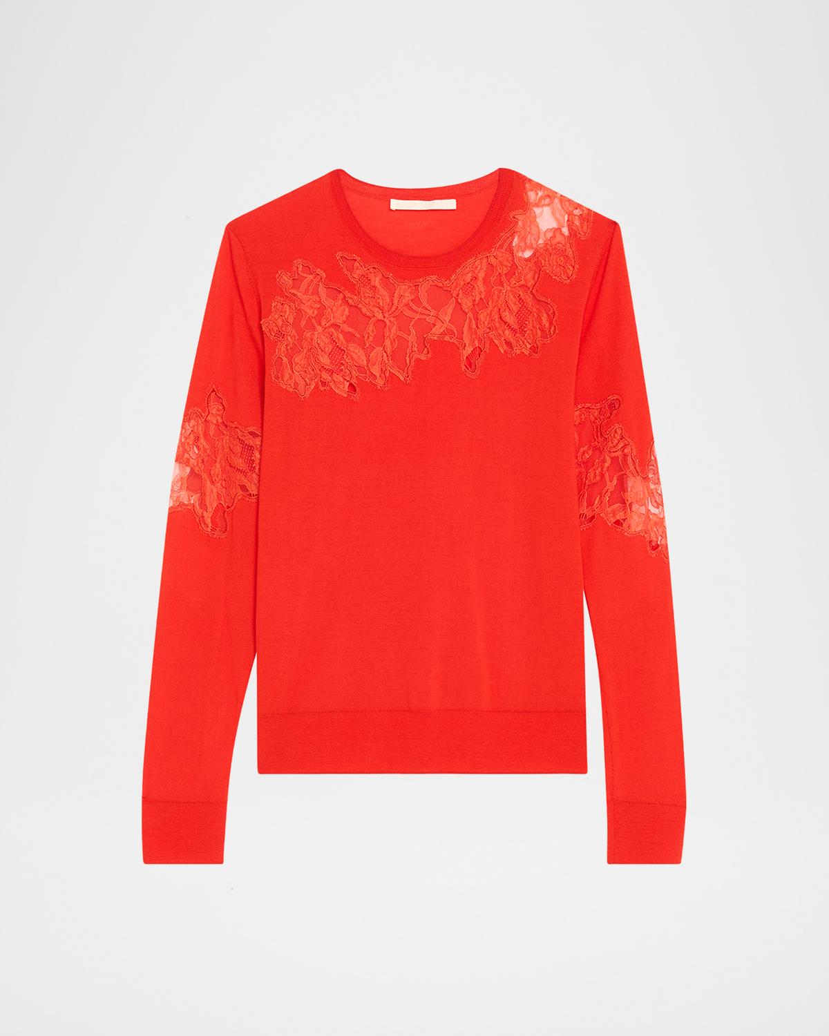 Jason Wu Collection Lace-Inset Merino Wool Sweater
