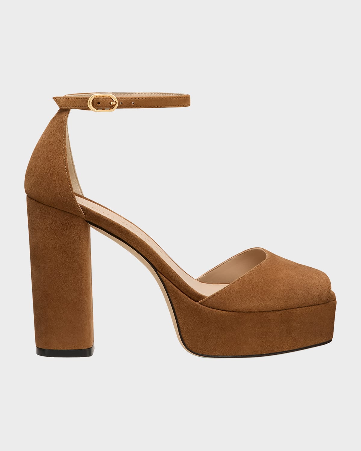 Stuart Weitzman 110mm Sabrina Suede Platform Sandals In Toasted Almond