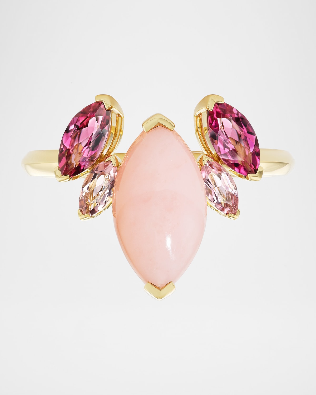 Batik Ring with Pink Tourmaline and Opal