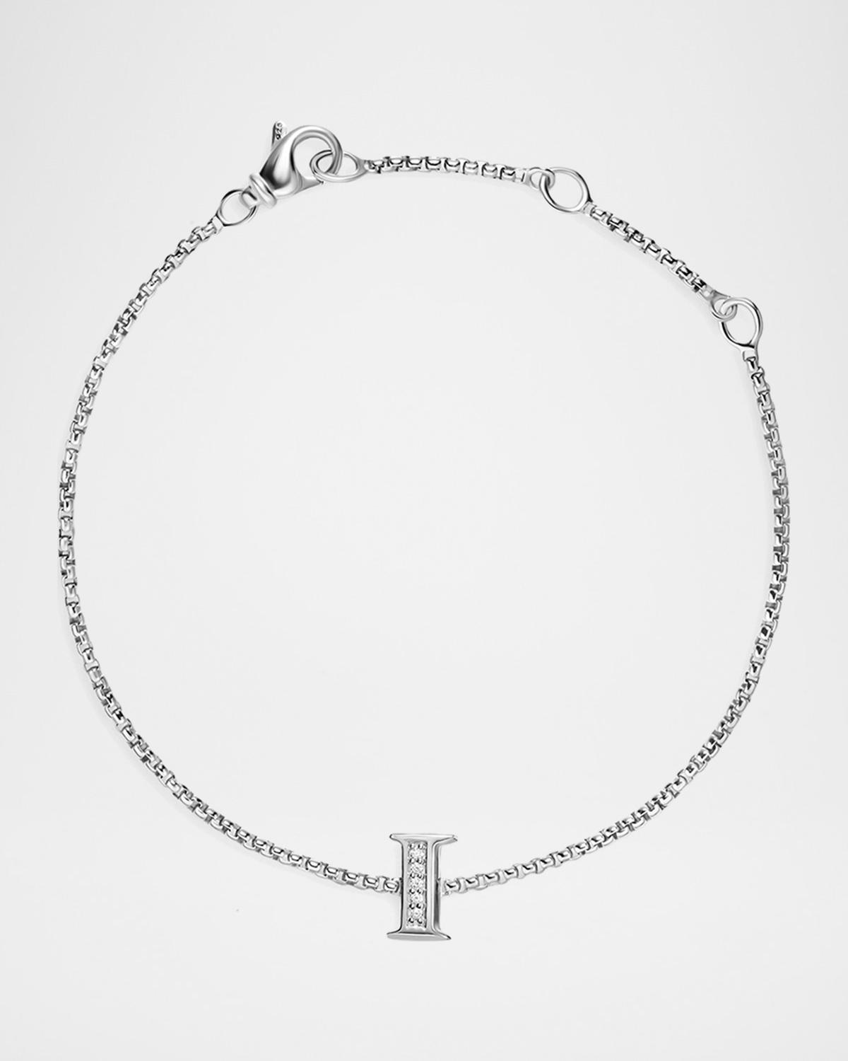 Petite Initial Chain Bracelet with Diamonds in Silver