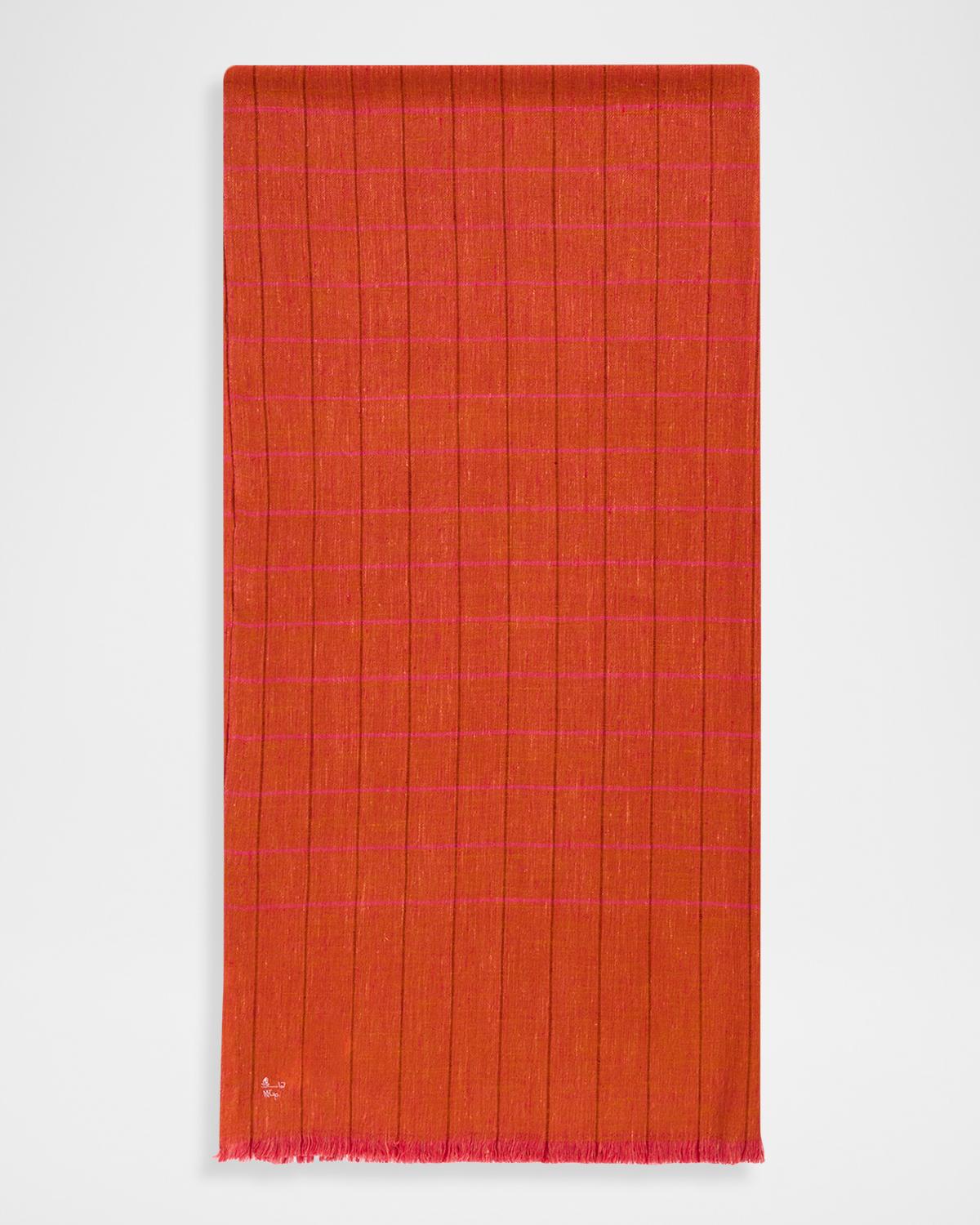 Anderson & Sheppard Men's Hairline Windowpane Check Cashmere Scarf