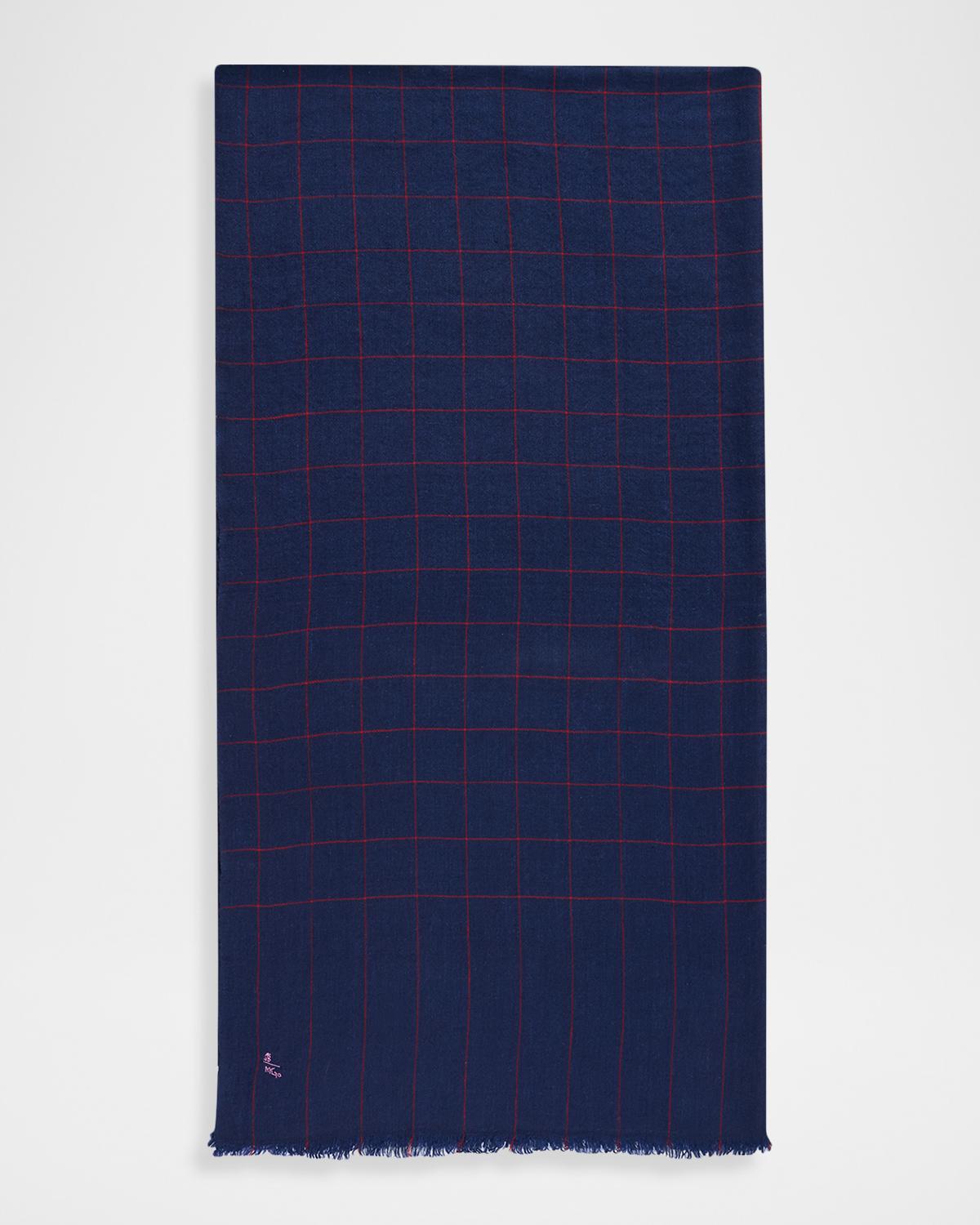 Anderson & Sheppard Men's Hairline Windowpane Check Cashmere Scarf