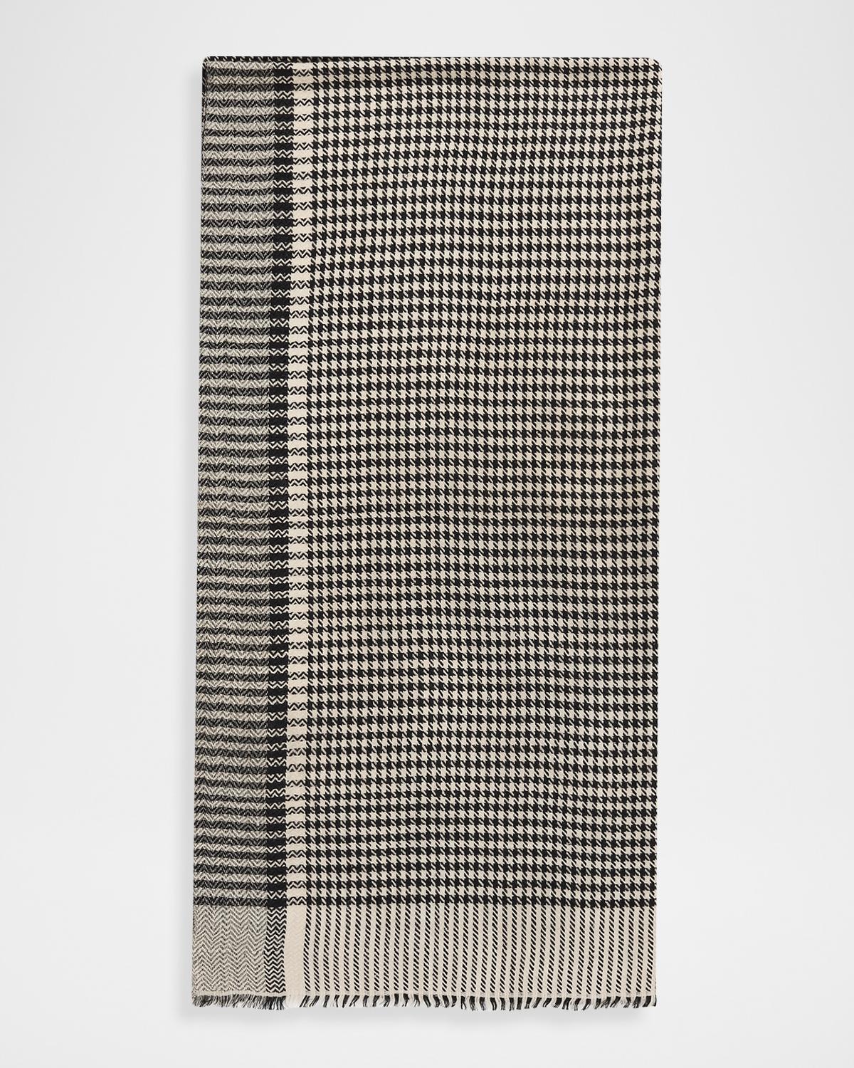 Anderson & Sheppard Men's Handwoven Houndstooth Cashmere Scarf