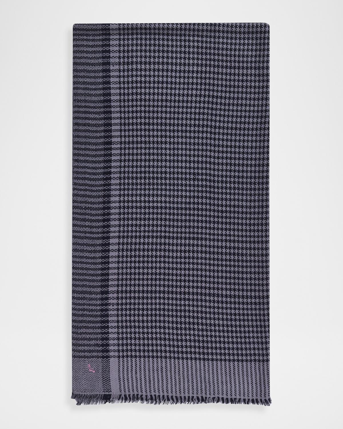 Anderson & Sheppard Men's Handwoven Houndstooth Cashmere Scarf