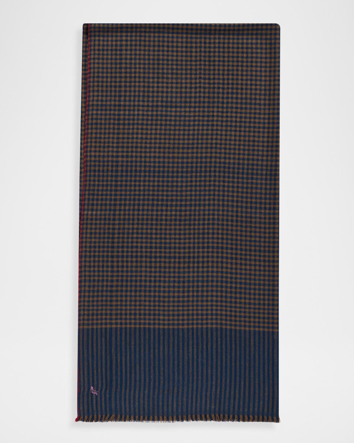 Anderson & Sheppard Men's Mini-Check Cashmere Scarf