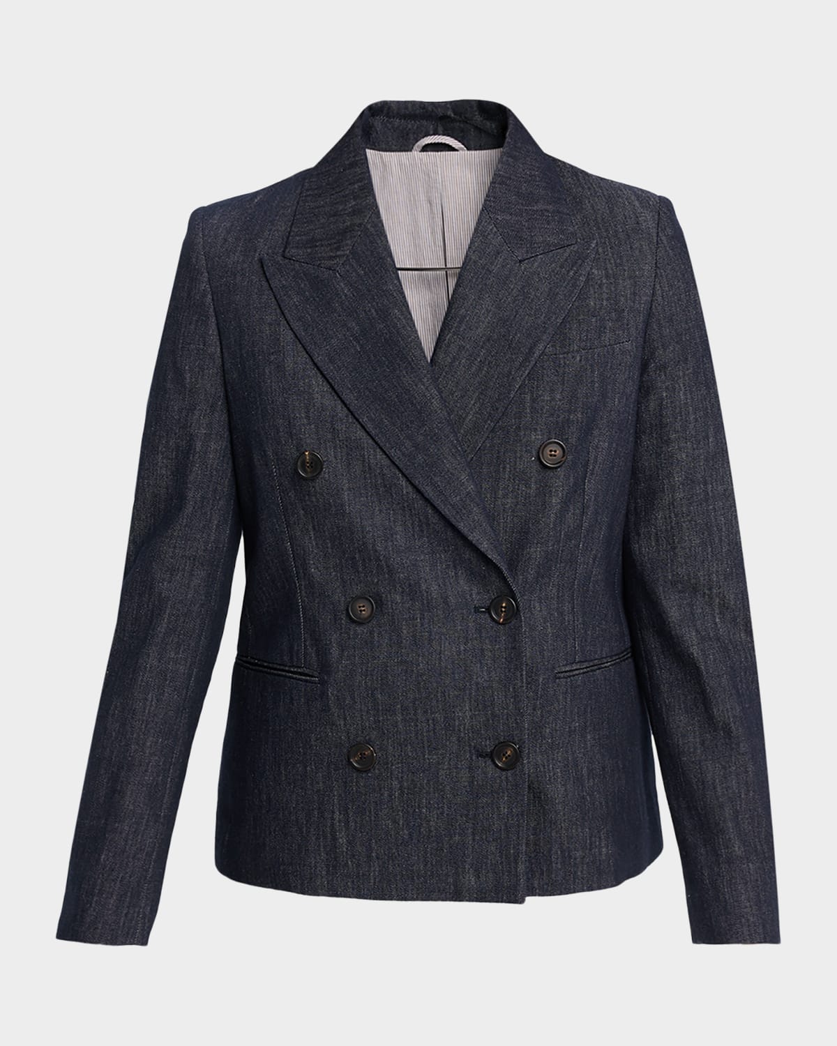 Brunello Cucinelli Double-breasted Cotton Denim Blazer