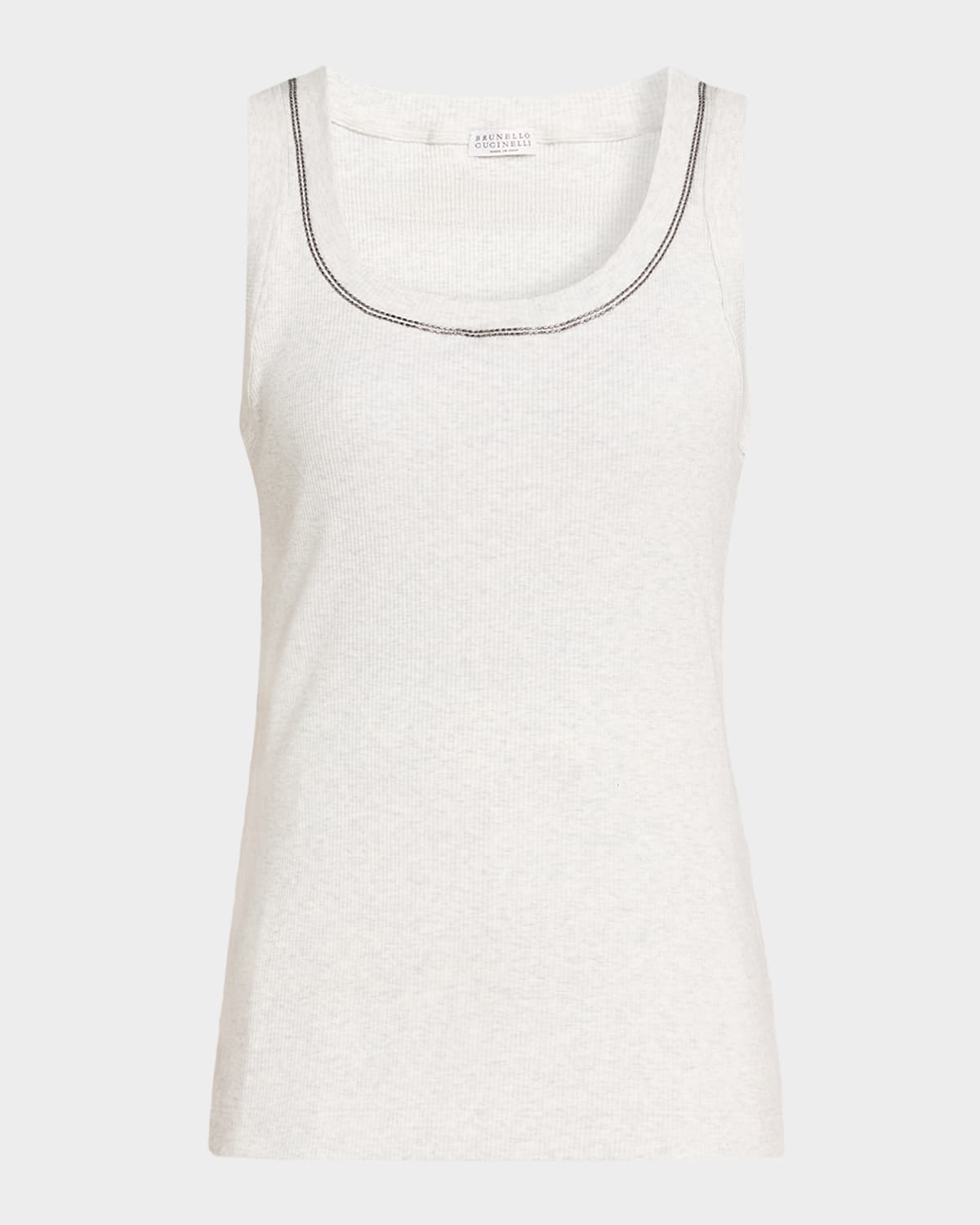 Brunello Cucinelli Monili Scoop-Neck Rib Tank Top