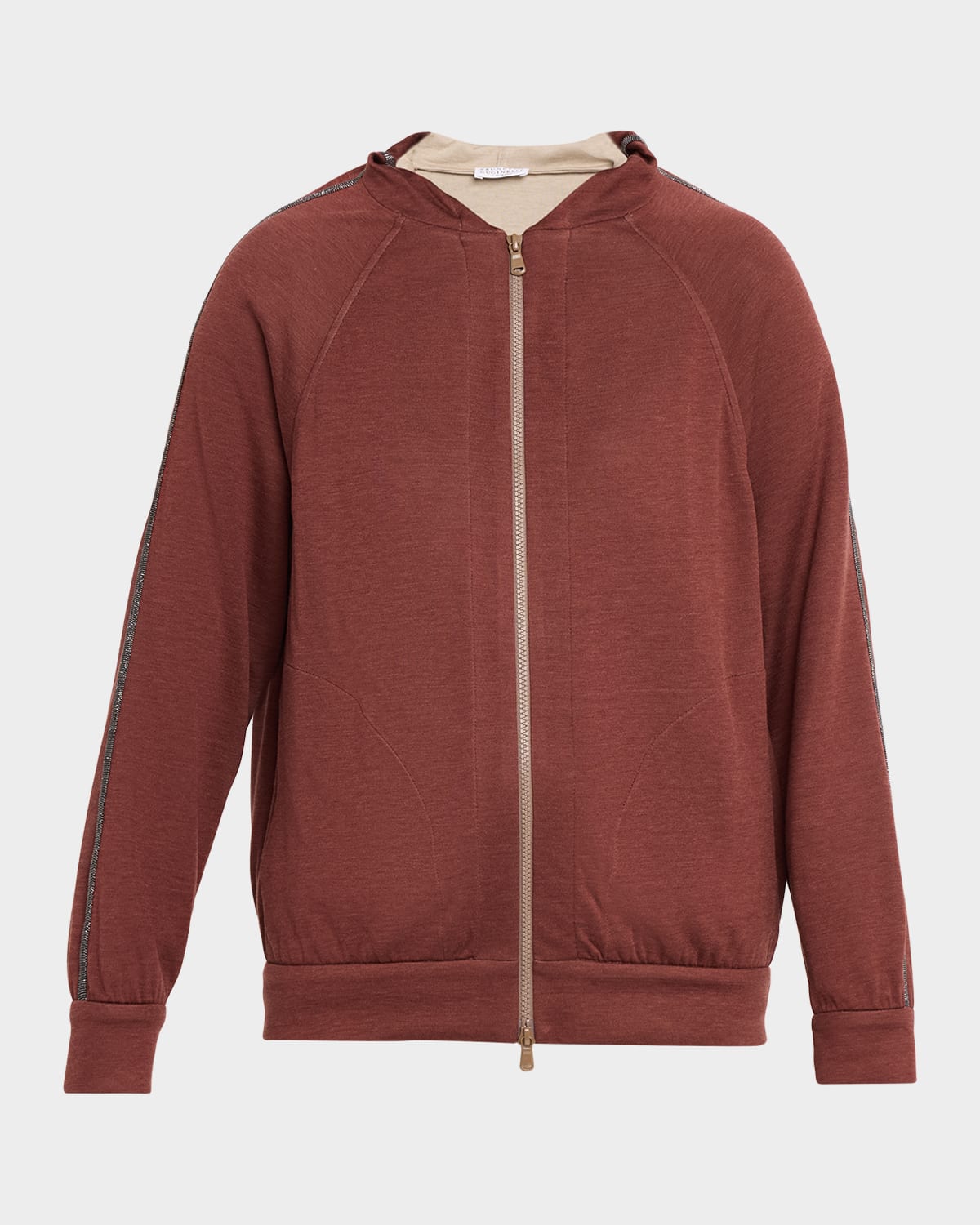 Brunello Cucinelli Monili Stripe Cotton-silk Zip Jacket