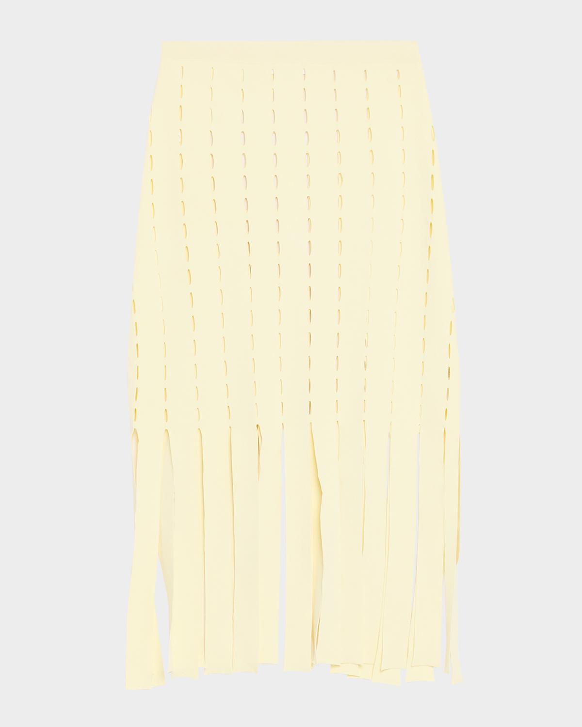 ZANKOV Perry Perforated Knit Fringe Midi Skirt