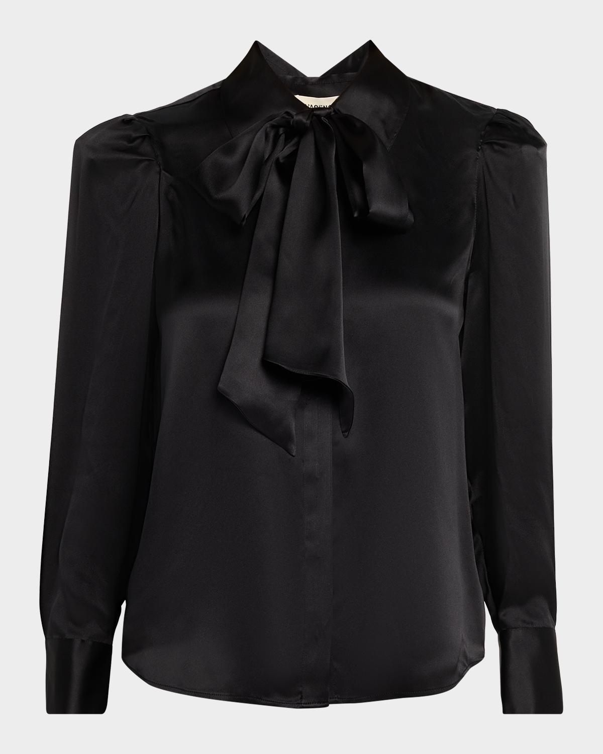 Honey Tie-Neck Silk Blouse