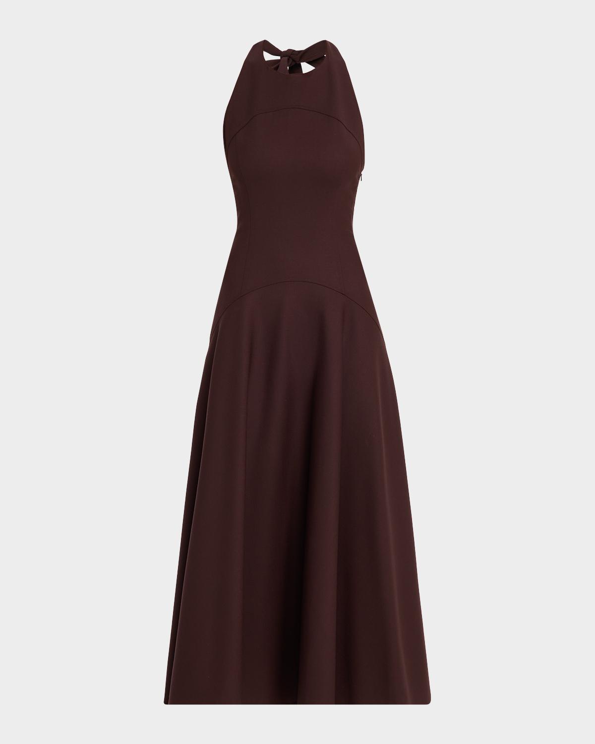 Oscar de la Renta Sleeveless Stretch Wool Halter Midi Dress