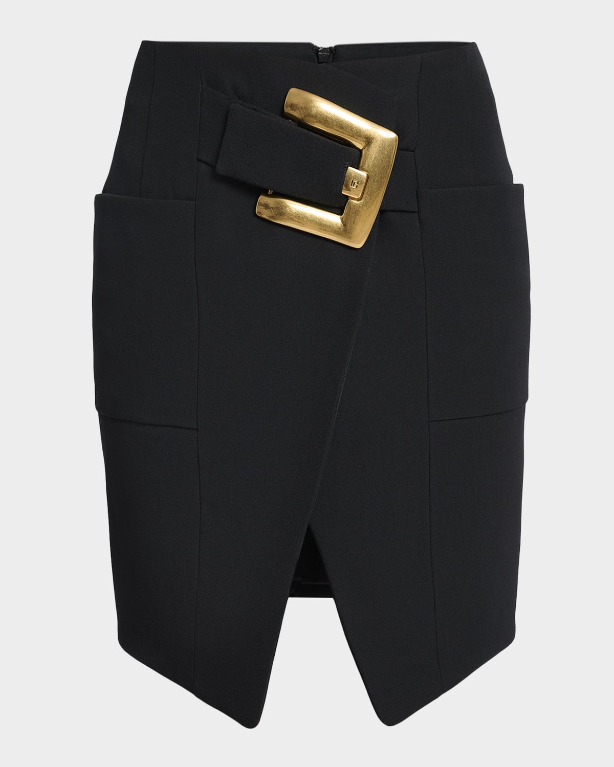 Belted Grain De Poudre Mini Wrap Skirt