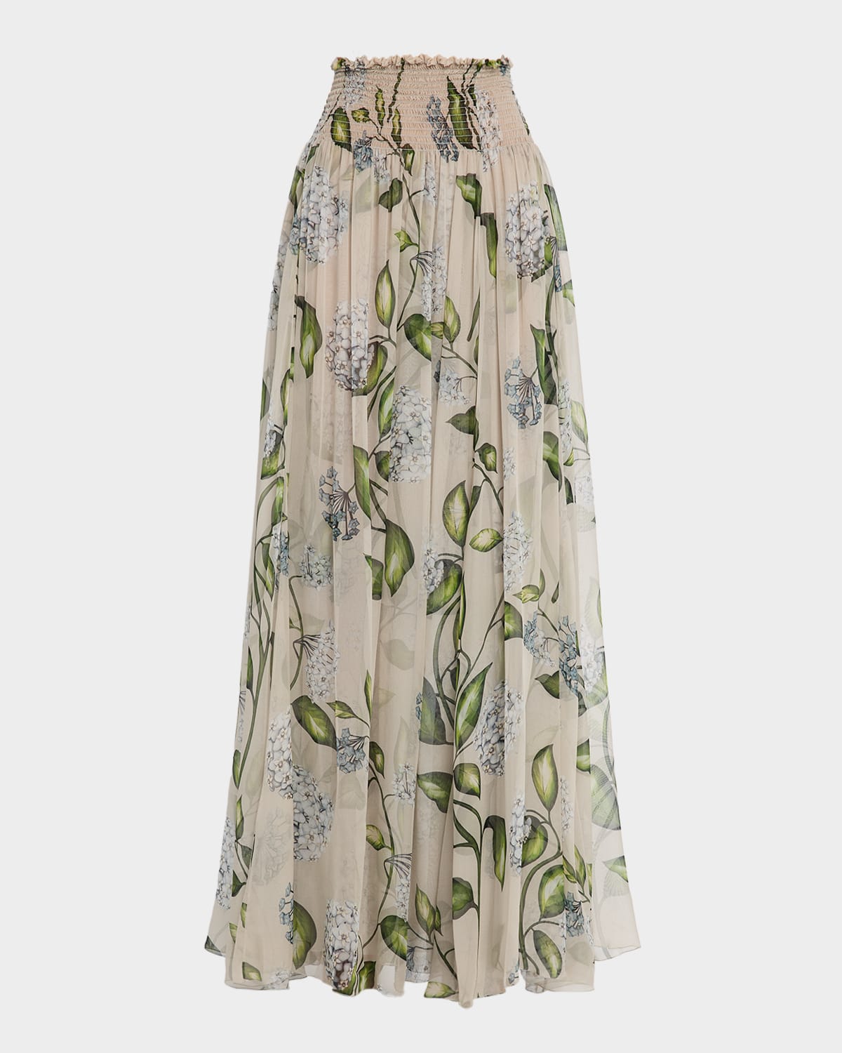 Oscar de la Renta Porcelain Flower Chiffon Maxi Skirt